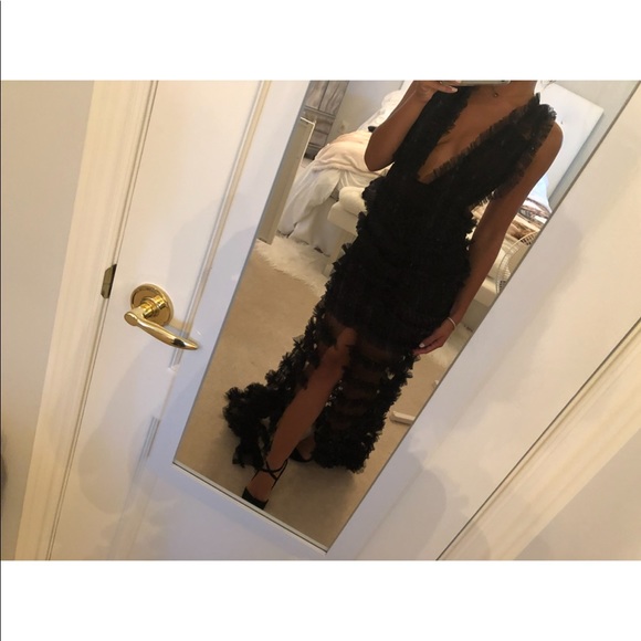 Black ruffle maxi dress - Picture 3 of 4